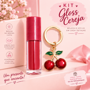 Kit Gloss Cereja + Chaveiro 🍒💕